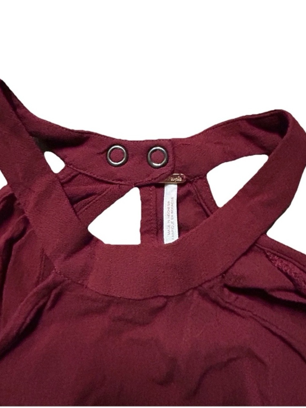 Women’s Free People Burgundy Tunic Length Blouse Ballon Sleeves Size Medium - Picture 3 of 4